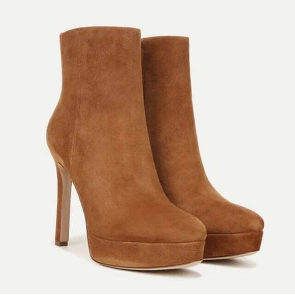 Veronica Beard Dali Brown Suede Heels Ankle Booties - Picture 1 of 9